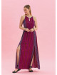 Halter Neck Slit Detailed Purple Long Dress 4610